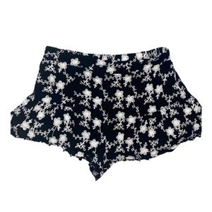 Black Flower Shorts